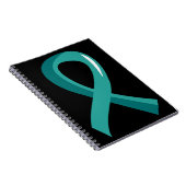 卵巣癌のティール（緑がかった色）のリボン3 ノートブック (右側)