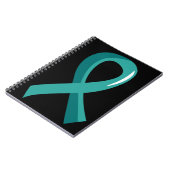卵巣癌のティール（緑がかった色）のリボン3 ノートブック (左側)