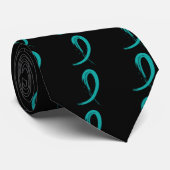 卵巣癌のティール(緑がかった色)のリボンA4 ネクタイ (ロール)