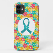 卵巣癌のティール(緑がかった色)の認識度のリボン Case-Mate iPhoneケース (裏面)