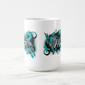 卵巣癌の庭のリボン コーヒーマグカップ (中央)