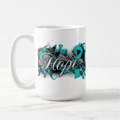 卵巣癌の庭のリボン コーヒーマグカップ (左)