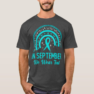 卵巣認識度9月We衣服ティール（緑がかった色）Rainbo Tシャツ