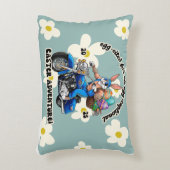 卵引用イースターバニーバイクもしくは自転車に乗る人枕 – おもしろい春 アクセントクッション (正面(垂直))