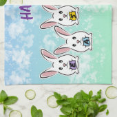 卵形のイースターウサギ キッチンタオル (折り畳み)