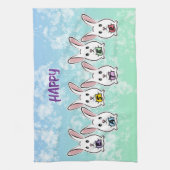 卵形のイースターウサギ キッチンタオル (縦)