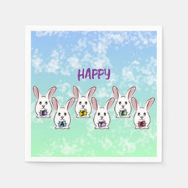 卵形のイースターウサギ スタンダードカクテルナプキン