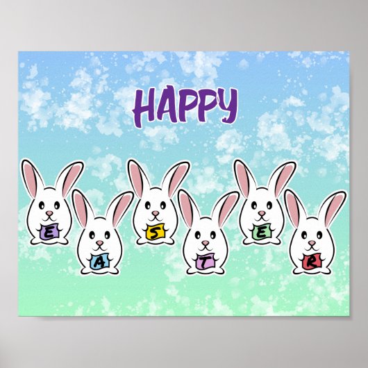 卵形のイースターウサギ ポスター (正面)