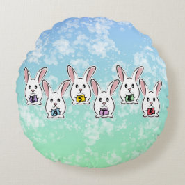 卵形のイースターウサギ ラウンドクッション