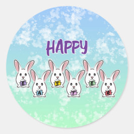 卵形のイースターウサギ ラウンドシール