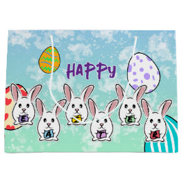 卵形のイースターウサギ ラージペーパーバッグ