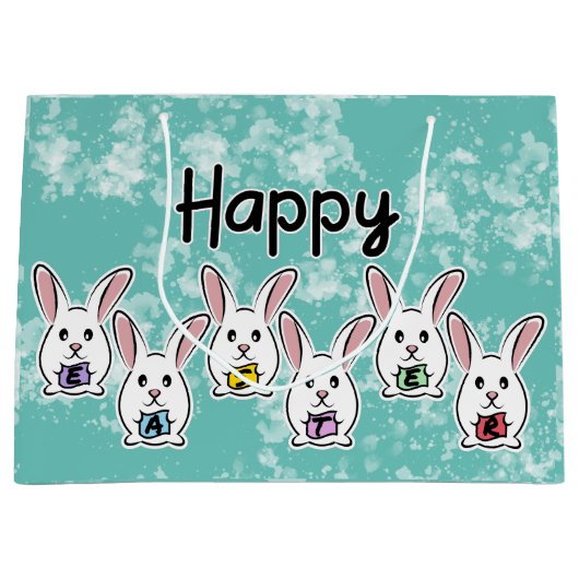 卵形のイースターウサギ ラージペーパーバッグ (正面)