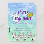 卵形のイースターウサギ 招待状 (正面/裏面)
