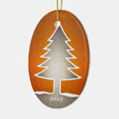 卵形のクリスマスツリーのオーナメント-リバーシブル セラミックオーナメント (左)