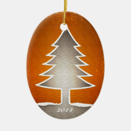 卵形のクリスマスツリーのオーナメント-リバーシブル セラミックオーナメント