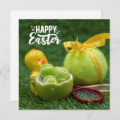 卵殻で復活祭休暇のテニスボール シーズンカード (正面/裏面)