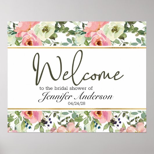 卵殻と赤面フローラブライダルシャワーポスター ポスター (正面)