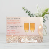 卵殻ゴールドの40歳誕生日シャンパン 招待状 (スタンド正面)