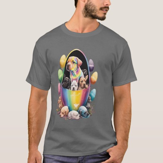 卵犬に卵犬を入れた犬 Tシャツ (正面)