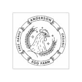 卵素朴農場 |鶏と小麦のビジネスロゴ ラバースタンプ (インプリント)