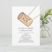 卵転がかわいいバーチャル赤ちゃんシャワー 招待状 (スタンド正面)