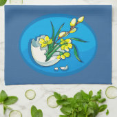 卵青の黄色い花 キッチンタオル (折り畳み)