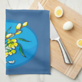 卵青の黄色い花 キッチンタオル (四つ折り)