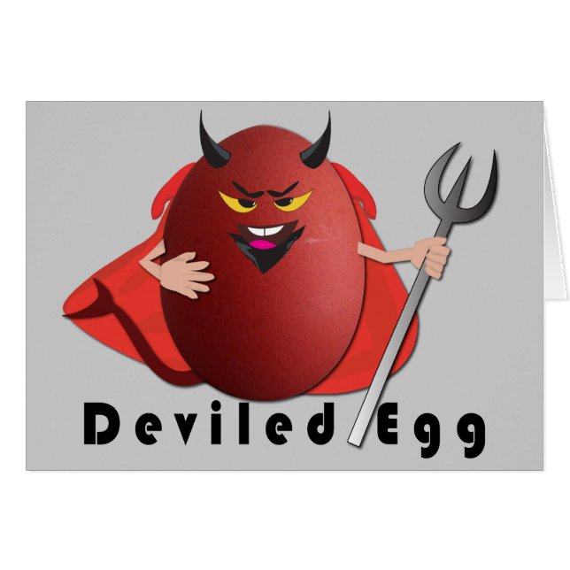 「卵」のおもしろいな卵のユーモアのあるなカードをdeviled (正面横)