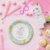 卵、バニー、雛、花とイースターパターン ペーパープレート (パーティー)