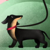 卸売ガール歩くドッグイラストレーション ポスター