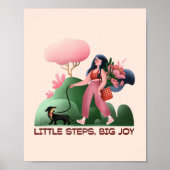 卸売ガール歩くドッグイラストレーション ポスター (正面)