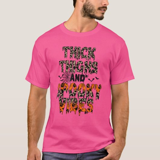 厚いもの不気味とビーブハロウィーン Tシャツ (正面)