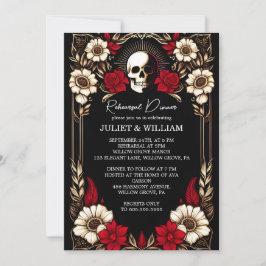 厚いクラレットルビーハートレッドブラックリハーサルディナー 招待状