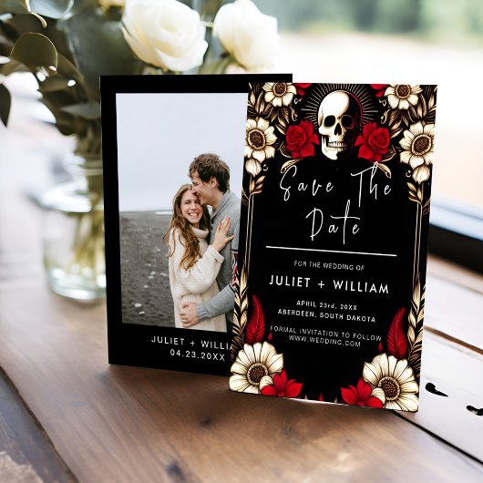 厚いクラレットルビーハートレッドブラック結婚ズ セーブザデート