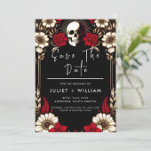 厚いクラレットルビーハートレッドブラック結婚ズ セーブザデート (スタンド正面)