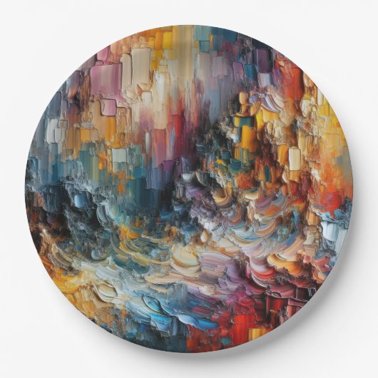 厚いテクスチャ絵を描パターン ペーパープレート (正面)