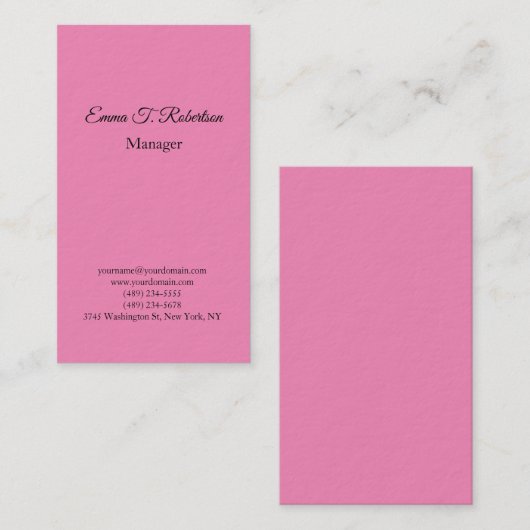厚いモダントレンディーミニマリストフェミニンピンク 名刺 (正面/裏面)