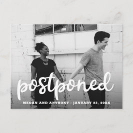 厚いモダン台本の写真結婚の延期 案内ポストカード