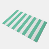 厚い垂直ストライプアクアマリンと白ストライプの ドアマット (アングル)