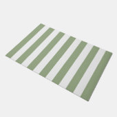厚い垂直ストライプセージと白ストライプの ドアマット (アングル)