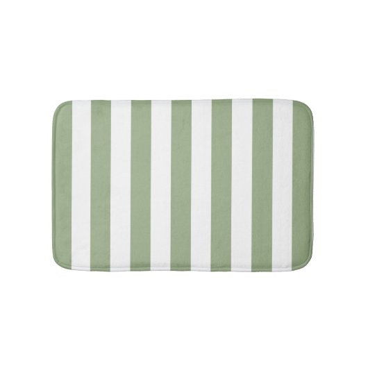厚い垂直ストライプセージと白ストライプの バスマット (正面)