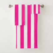 厚い垂直ストライプ深いピンクと白ストライプの バスタオルセット (インサイチュ)