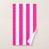 厚い垂直ストライプ深いピンクと白ストライプの バスタオルセット (ハンドタオル)