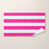 厚い垂直ストライプ深いピンクと白ストライプの バスタオルセット (ハンドタオル)