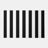 厚い垂直ストライプ白黒シックストライプの ドアマット (正面)