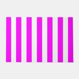 厚い垂直ストライプ色のマゼンタと白ストライプの ドアマット