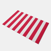 厚い垂直ストライプ色クリムゾン赤と白 ドアマット (アングル)