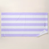 厚い垂直ストライプ薄紫名ストライプの ビーチタオル (正面)