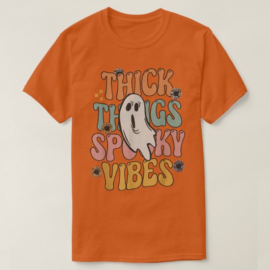 厚い太い太い太い不気味ウイブハロウィーン幽霊 Tシャツ (デザイン正面)