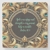 厚い孔雀の羽のフレームをカスタマイズ可能 ストーンコースター (正面)